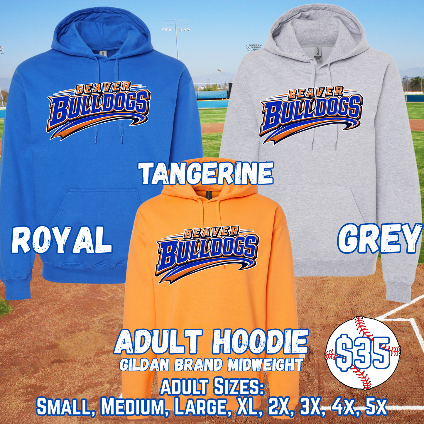 BEAVER BULLDOGS ADULT Hooded Sweatshirt (GILDAN)