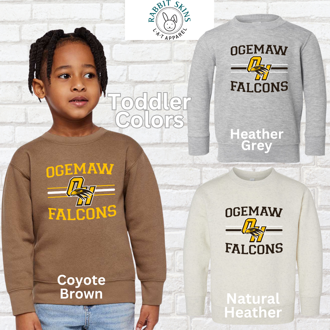 TODDLER Ogemaw Falcons Crewneck Sweatshirt (Rabbit Skins)