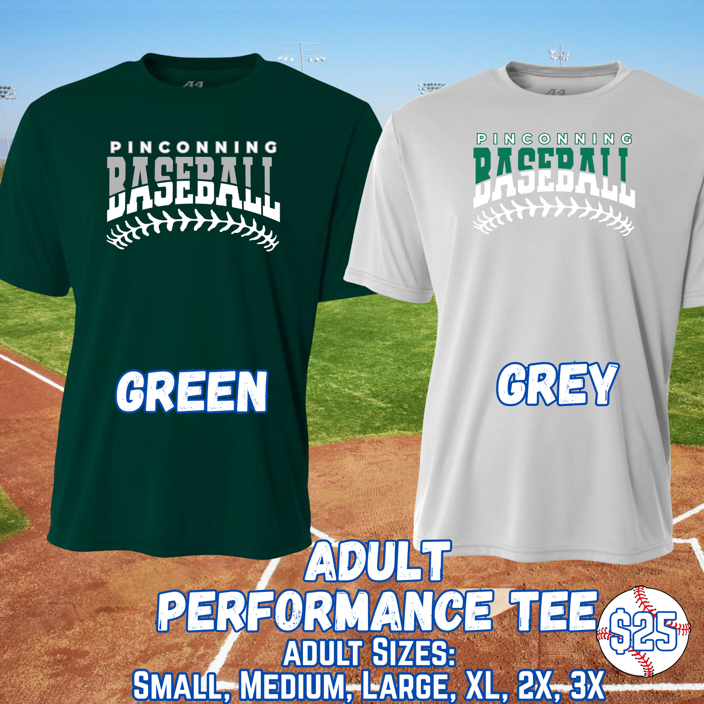 PINCONNING BASEBALL ADULT Short Sleeve Performance Tee Design 1
