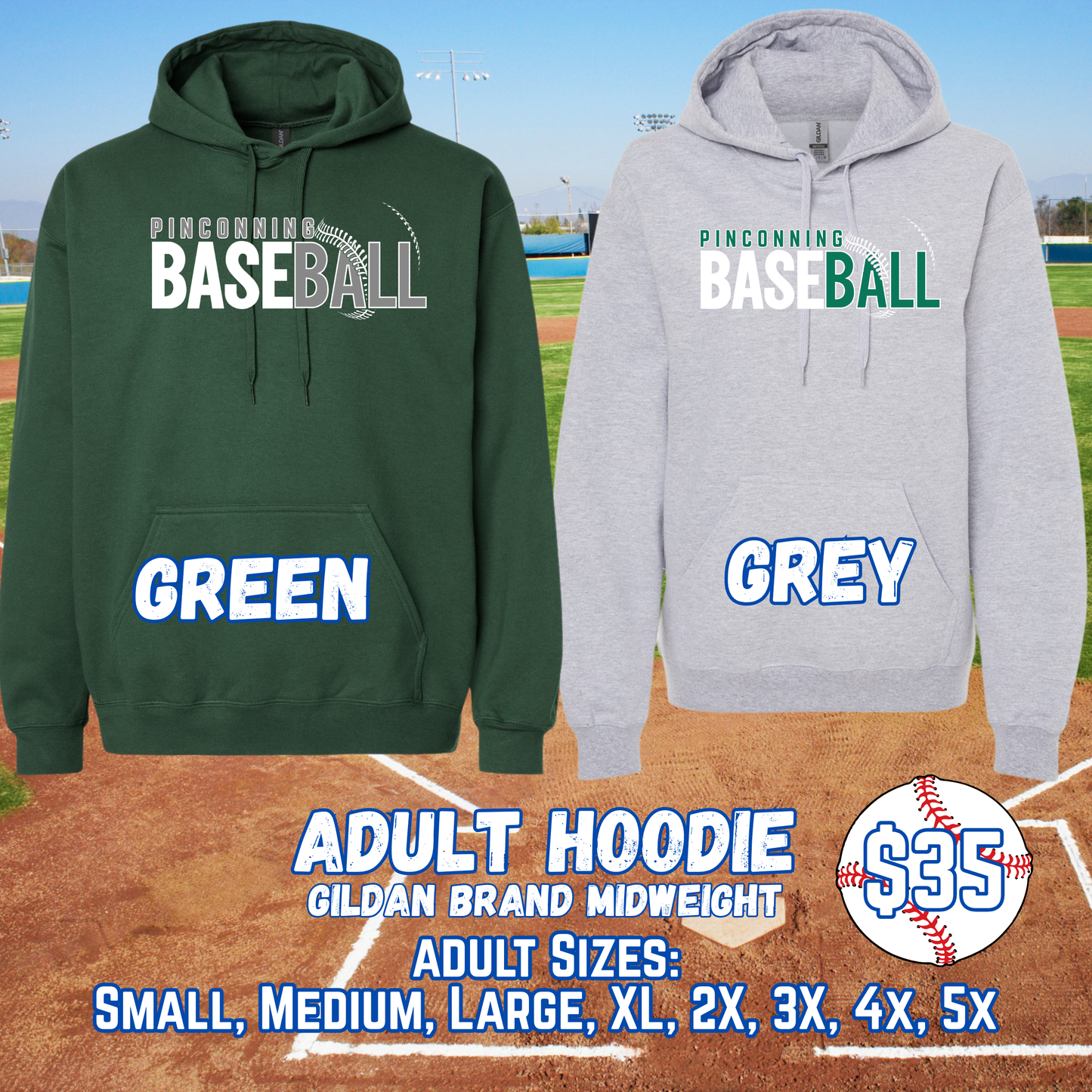 PINCONNING BASEBALL ADULT Hooded Sweatshirt (JERZEES) Design 2