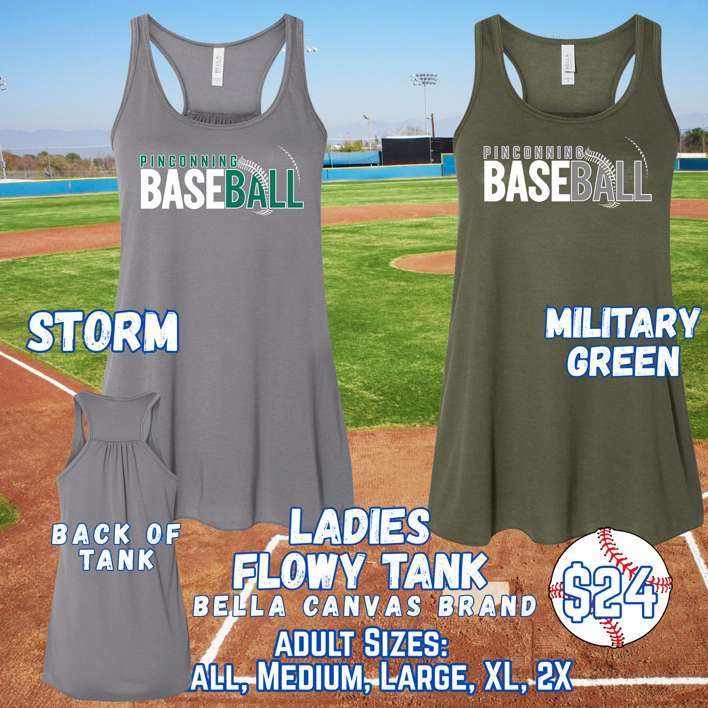 PINCONNING BASEBALL ADULT Ladies Tank Top Design 2