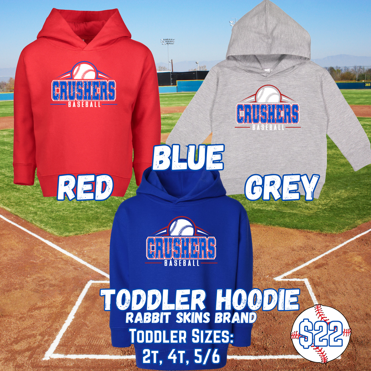 CRUSHERS BASEBALL TODDLER Hooded Sweatshirt