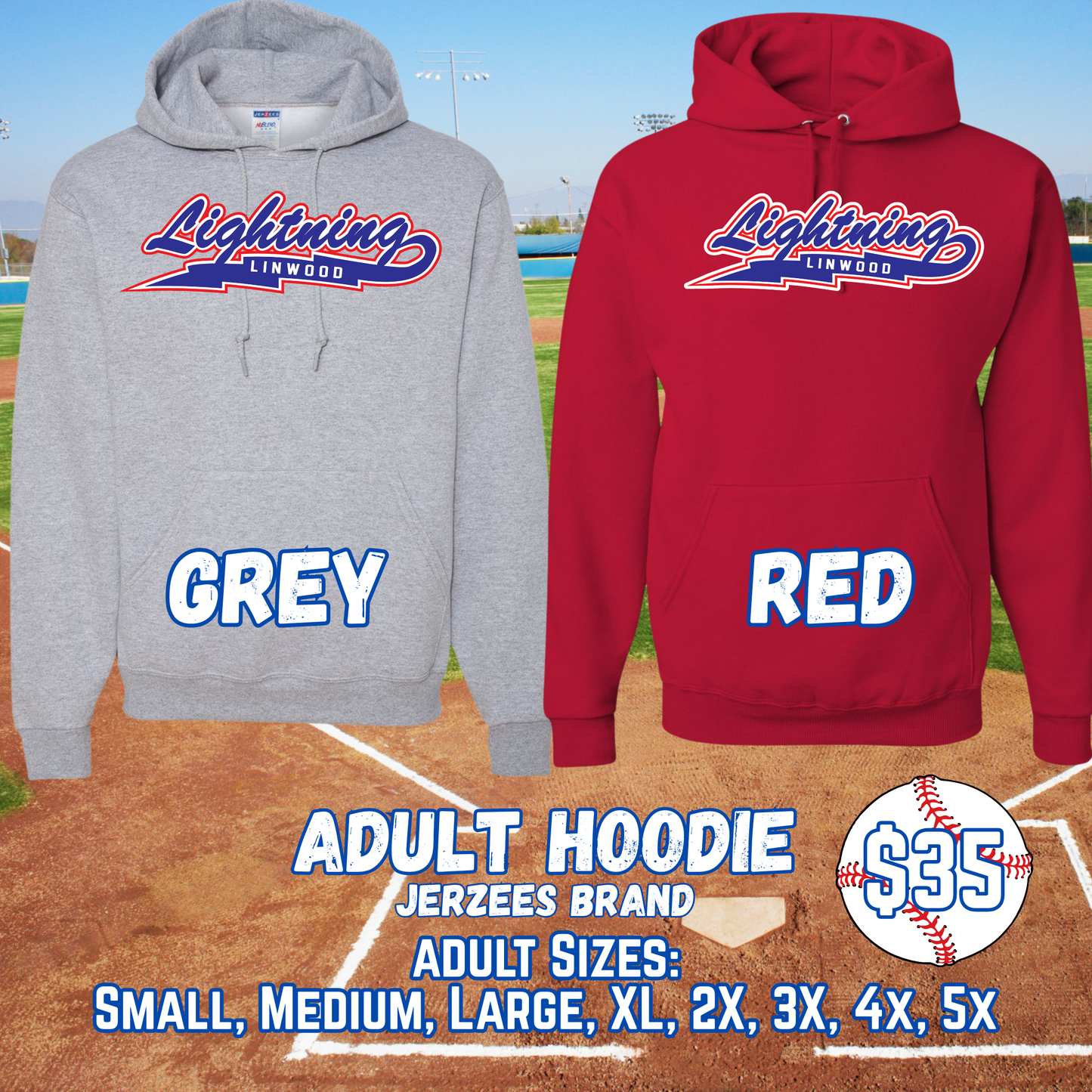 LINWOOD LIGHTNING ADULT Hooded Sweatshirt (JERZEES)
