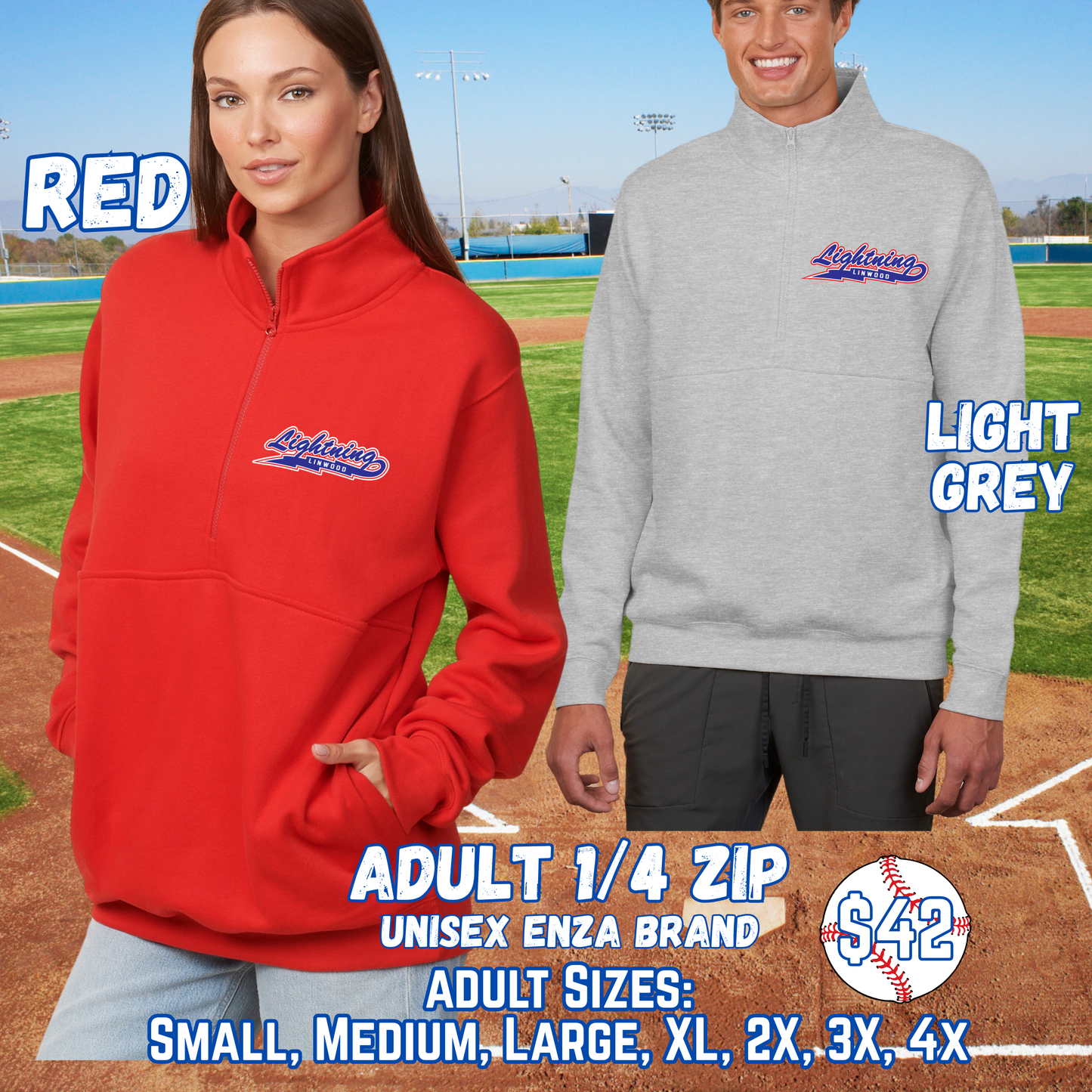 LINWOOD LIGHTNING ADULT 1/4 Zip Crewneck