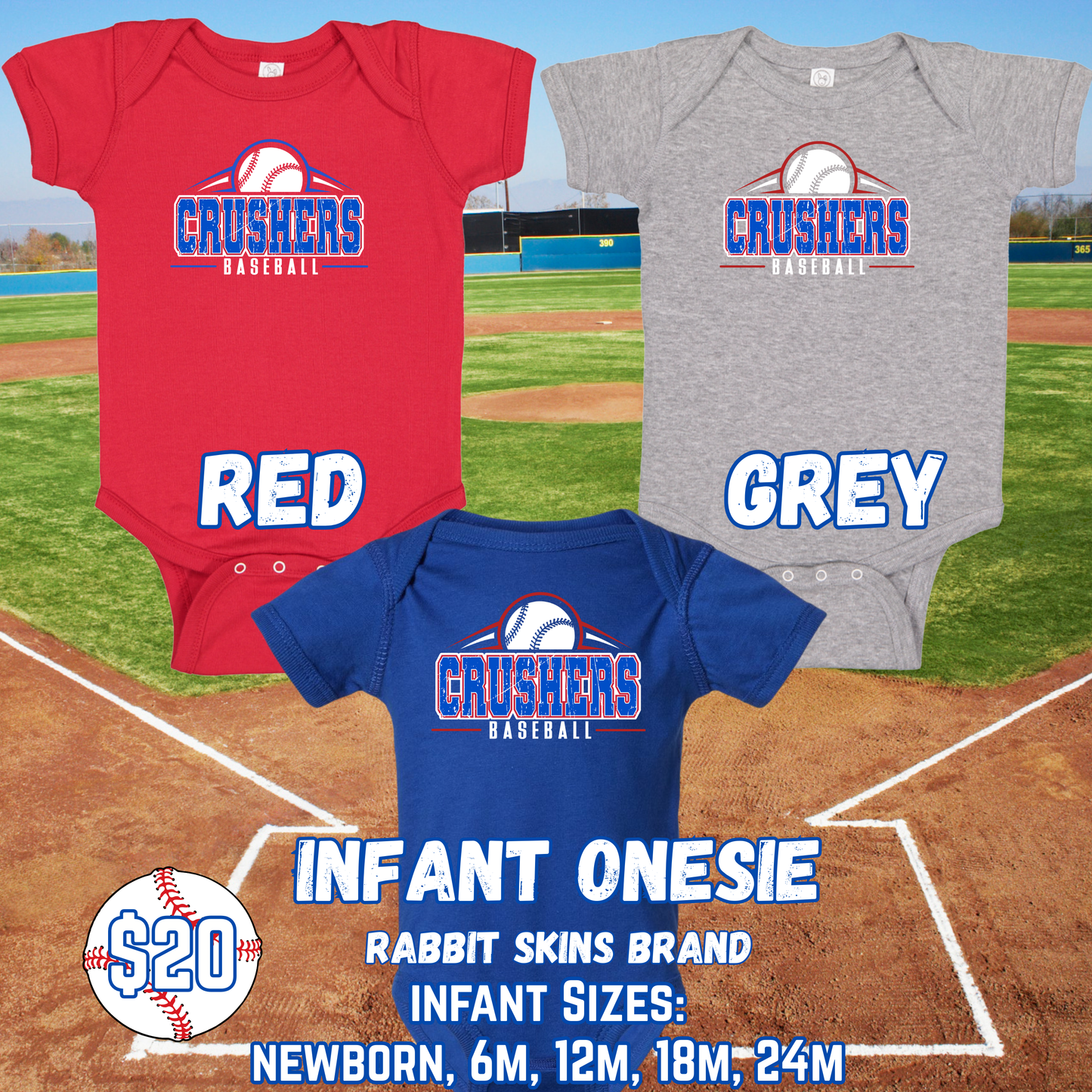 CRUSHERS BASEBALL INFANT Onesie