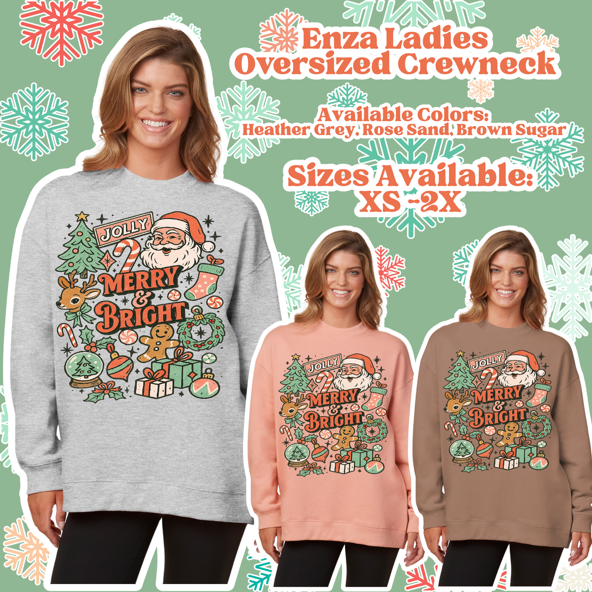 Retro Merry & Bright Oversized Crewneck
