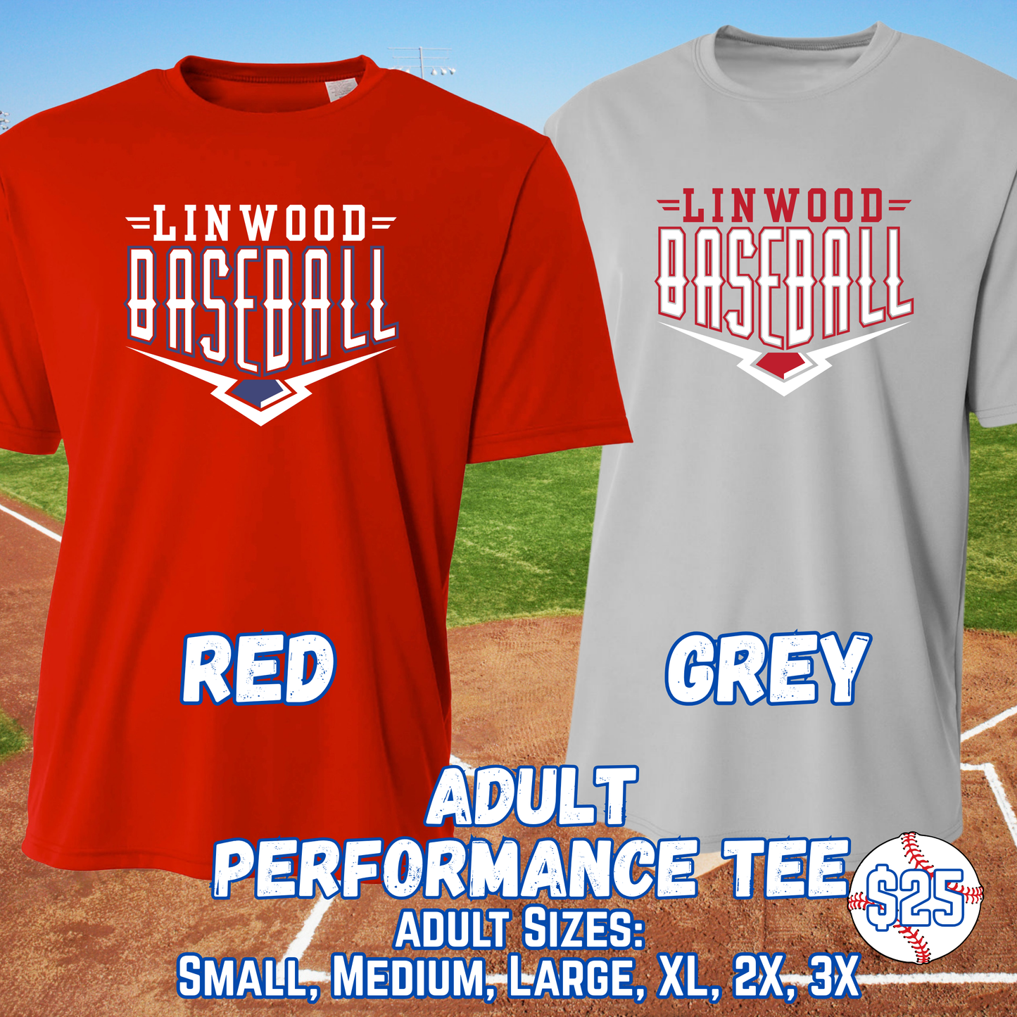 LINWOOD BASEBALL ADULT Short Sleeve Performance Tee