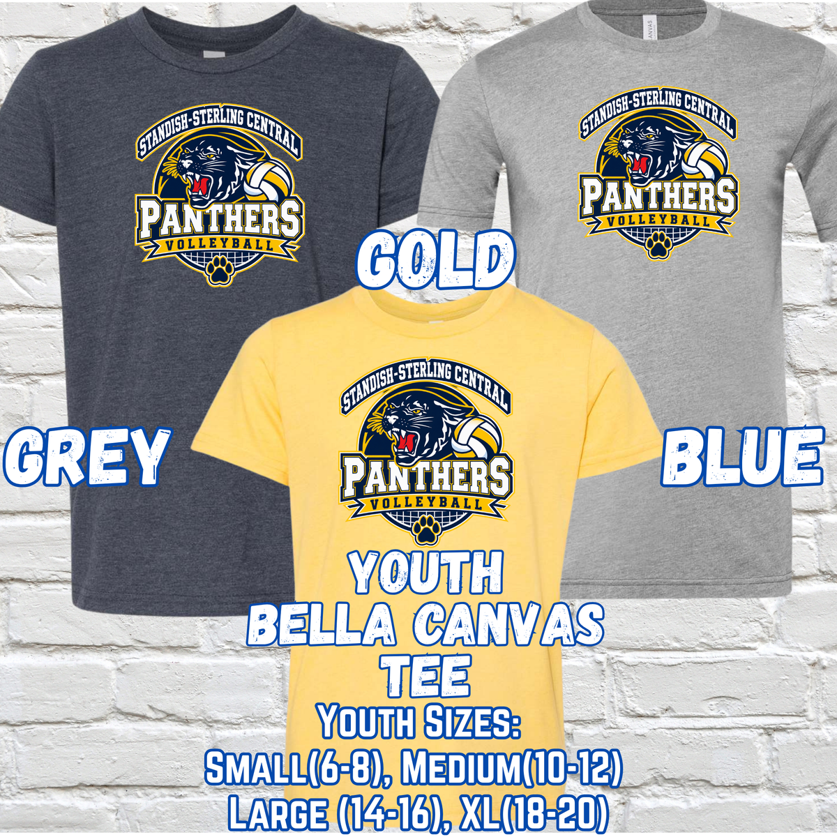 STANDISH VOLLEYBALL YOUTH Short Sleeve Tee (Bella Canvas)