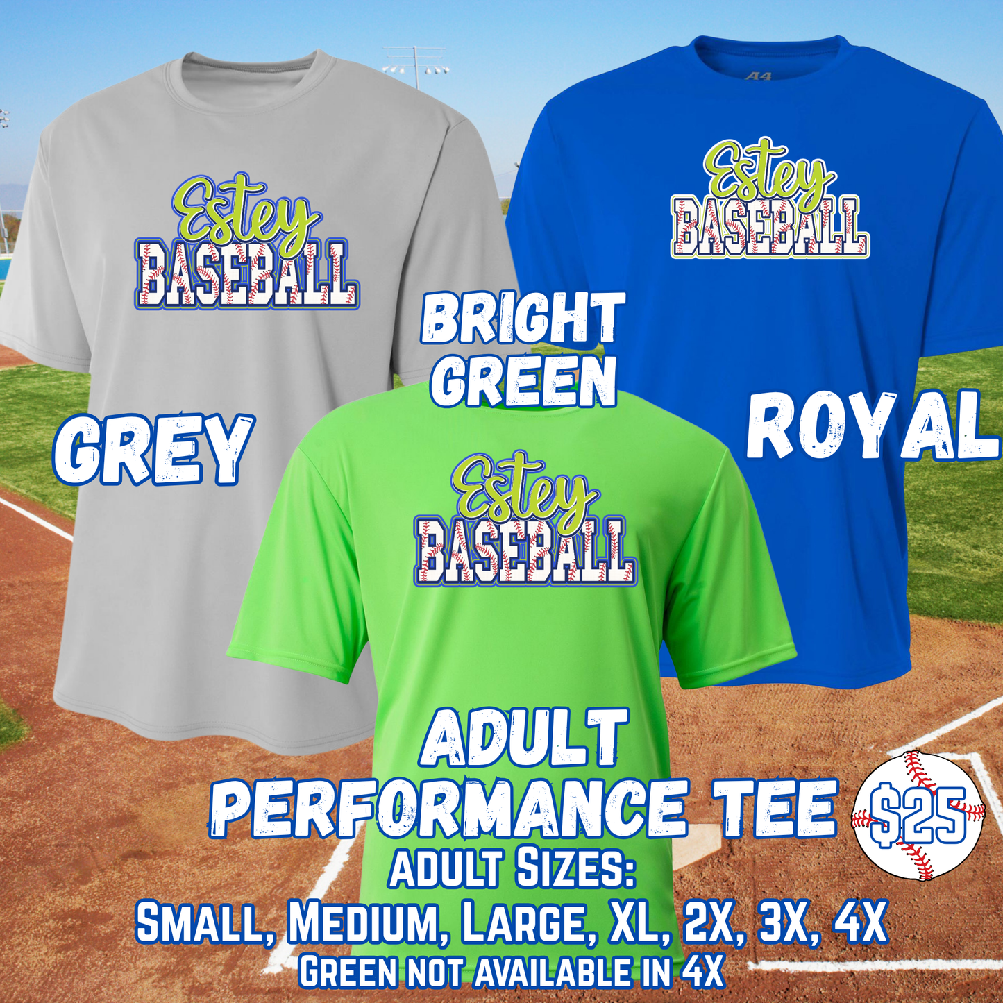 ESTEY BASEBALL ADULT Short Sleeve Performance Tee