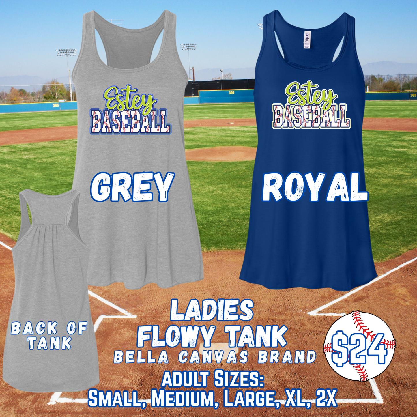 ESTEY BASEBALL ADULT Ladies Tank Top