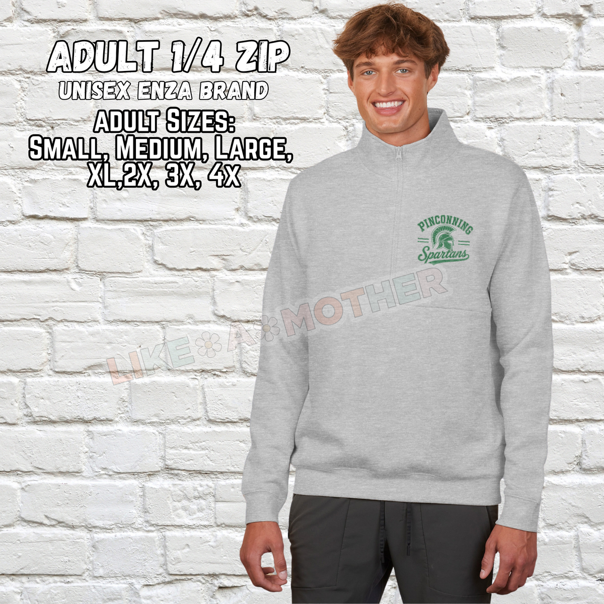 PINCONNING SPARTANS ADULT 1/4 Zip Crewneck (Vintage design)