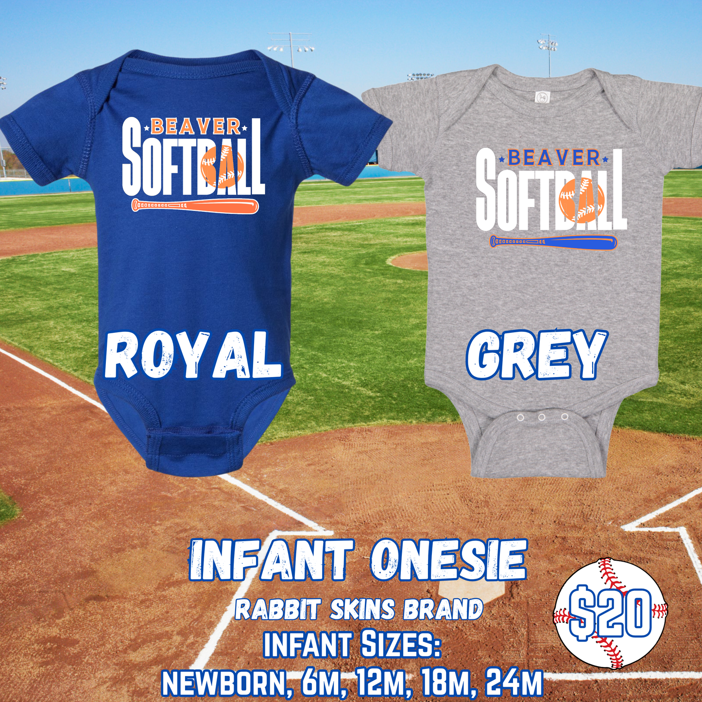 BEAVER SOFTBALL INFANT Onesie