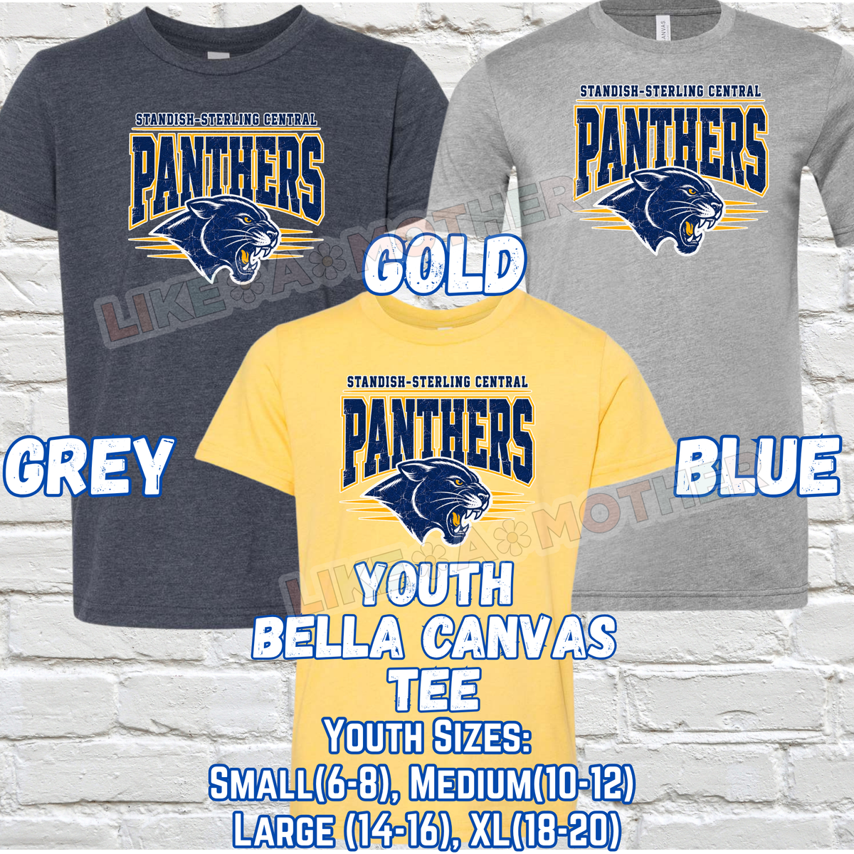 STANDISH PANTHERS YOUTH Short Sleeve Tee (Bella Canvas)