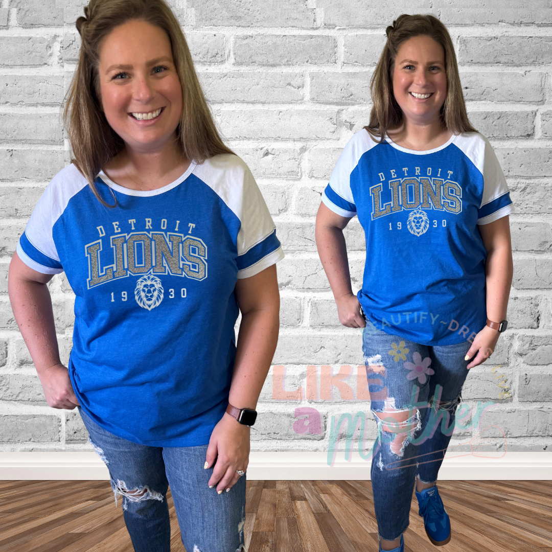Glitter Lions Ladies Color Block Premium Tee