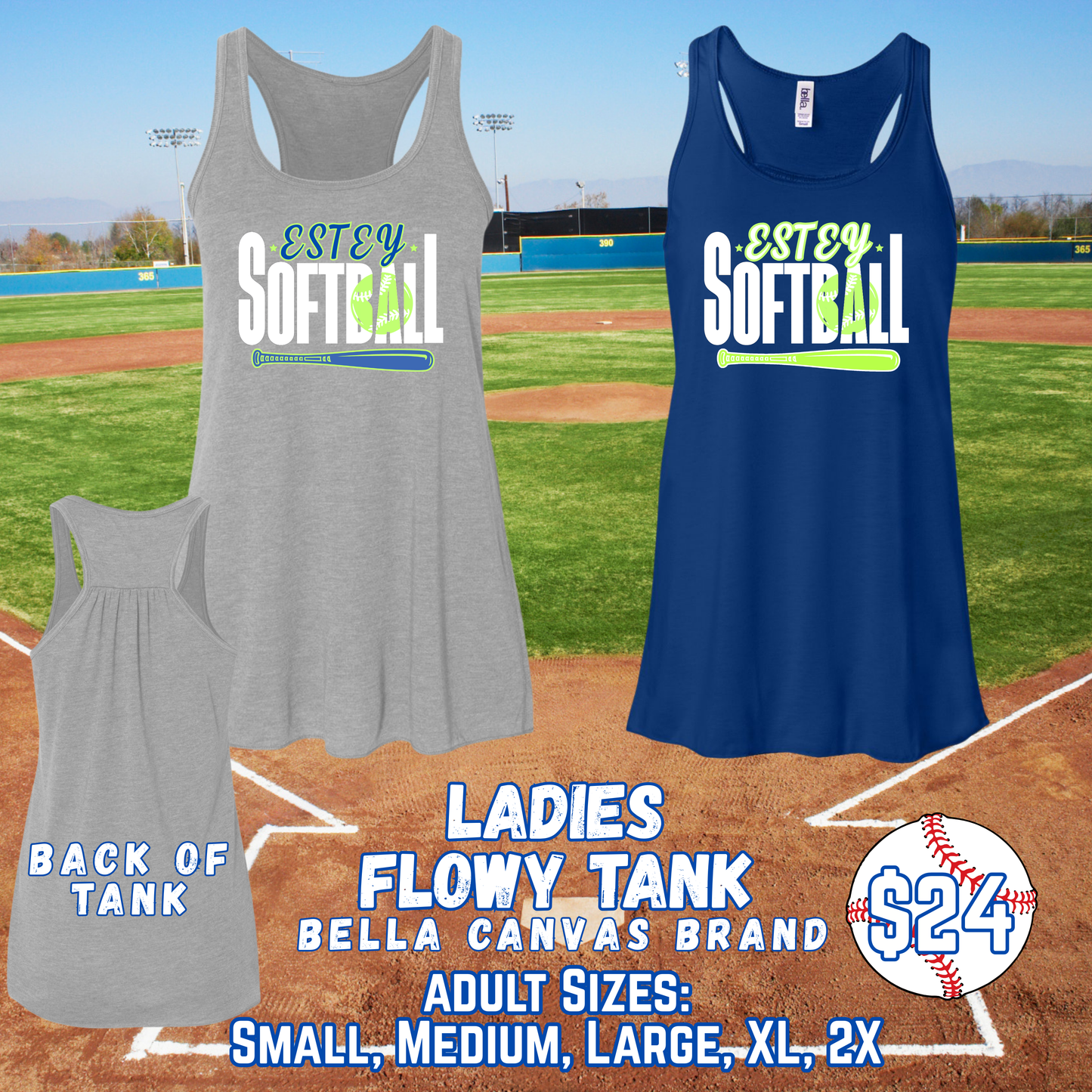 ESTEY SOFTBALL ADULT Ladies Tank Top
