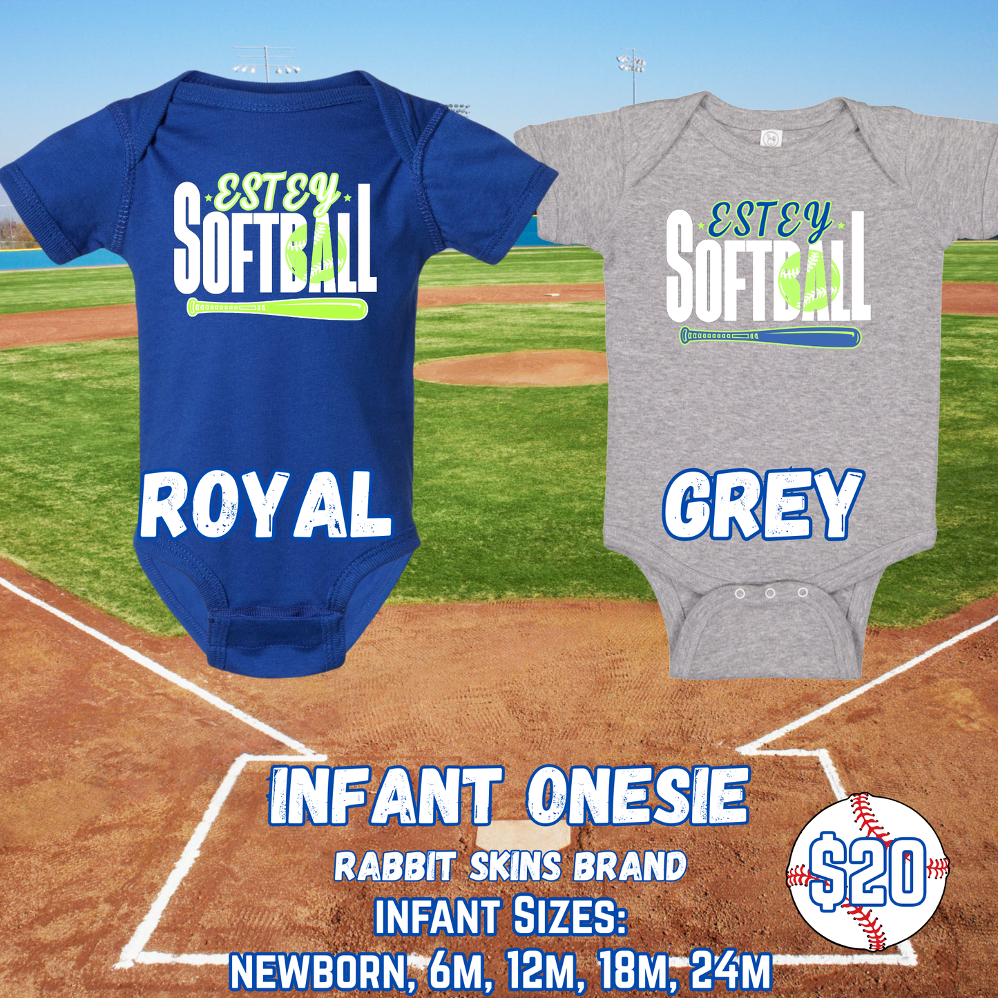 ESTEY SOFTBALL INFANT Onesie