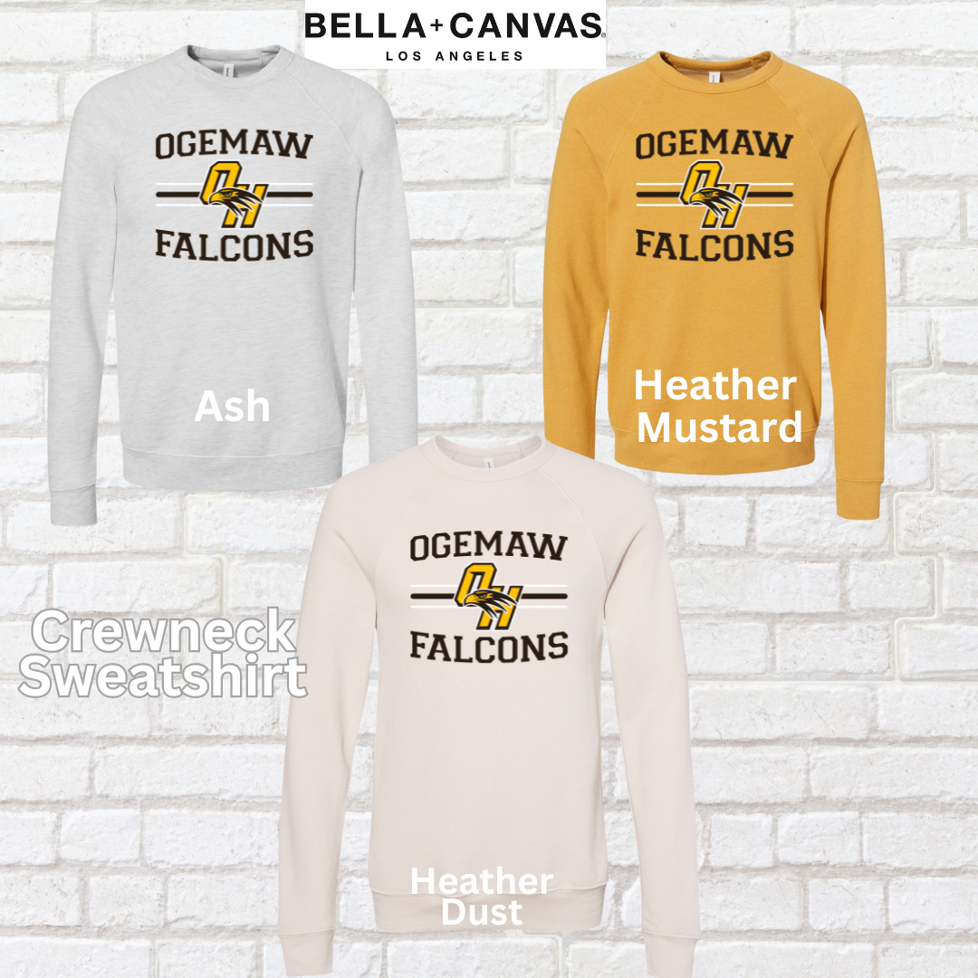 Ogemaw Falcons Crewneck Sweatshirt (Bella Canvas)