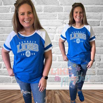 Lions Ladies Color Block Premium Tee (Non Glitter)