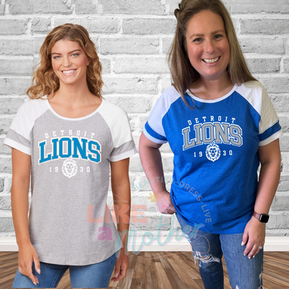 Lions Ladies Color Block Premium Tee (Non Glitter)