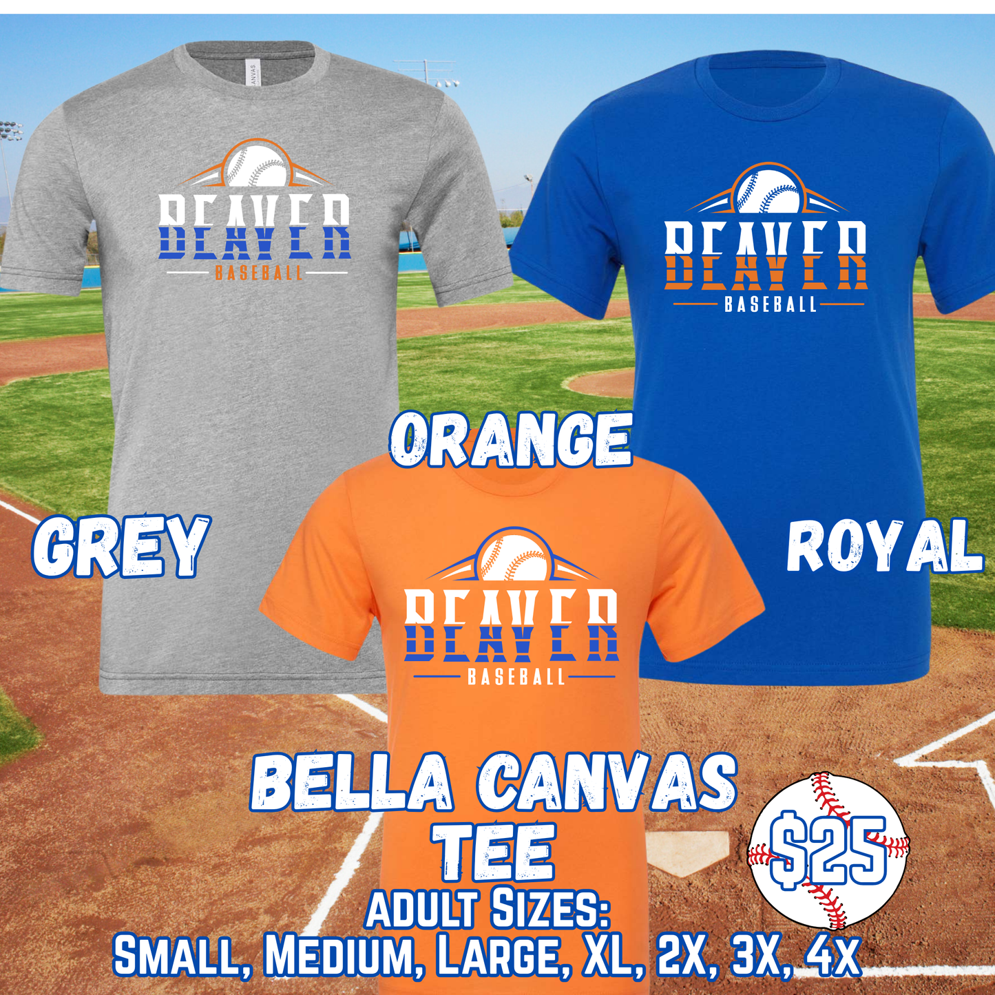 BEAVER BASEBALL ADULT Short Sleeve Tee