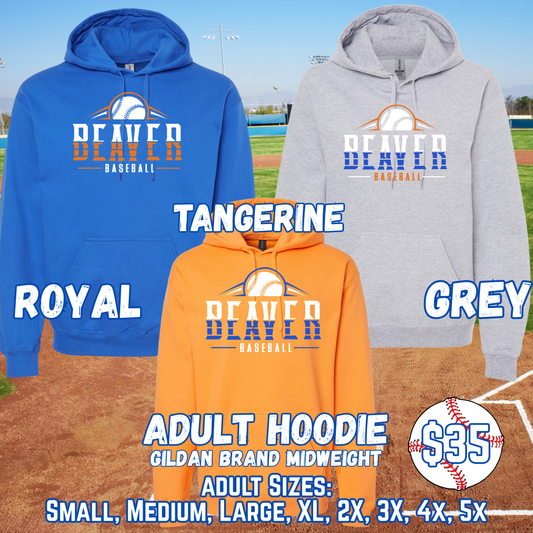 BEAVER BASEBALL ADULT Hooded Sweatshirt (GILDAN)