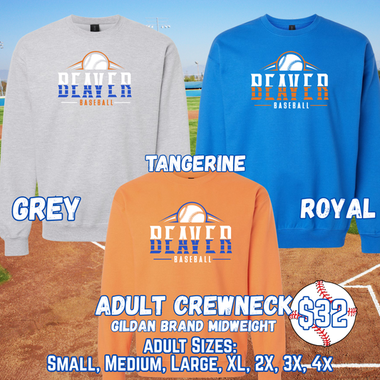 BEAVER BASEBALL ADULT Crewneck (Gildan)