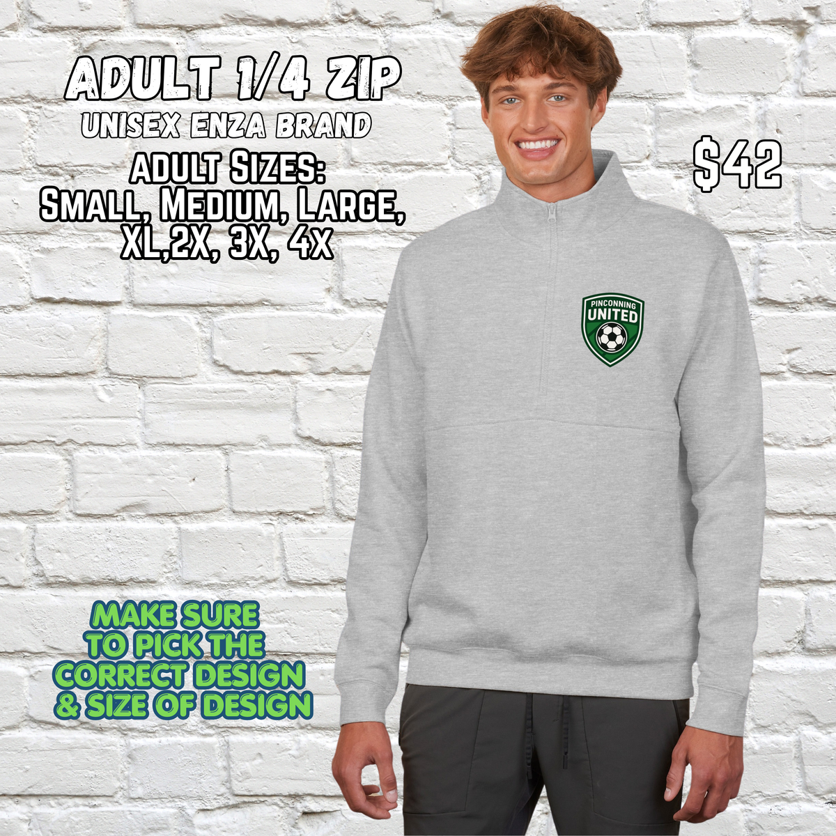 PINCONNING UNITED SOCCER ADULT 1/4 Zip Crewneck