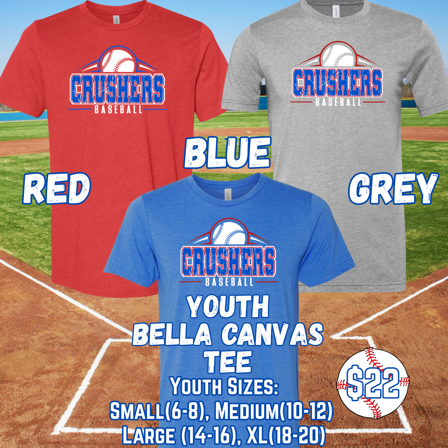 CRUSHERS BASEBALL YOUTH Short Sleeve Tee