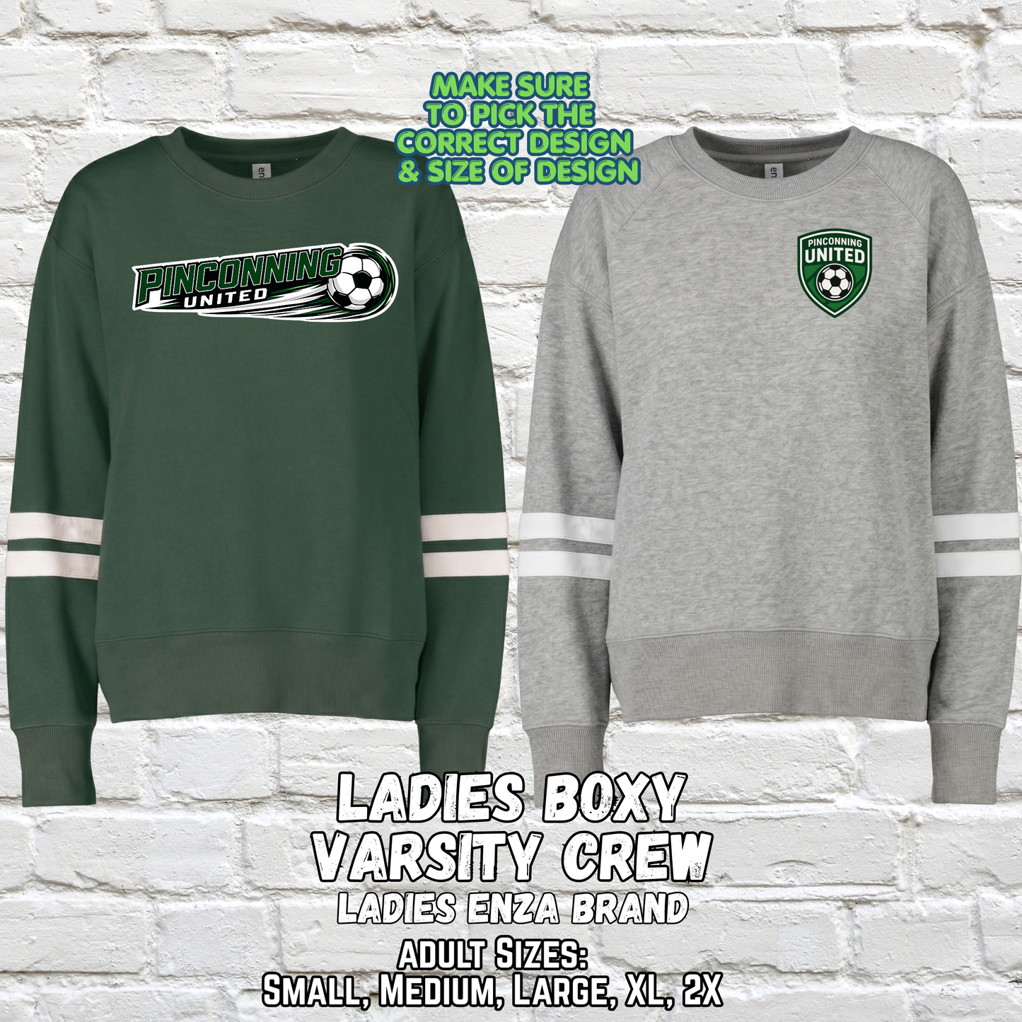 PINCONNING UNITED SOCCER Ladies Boxy Varsity Crew