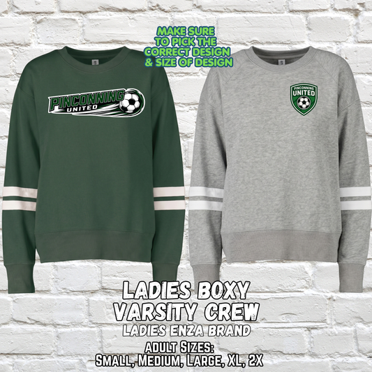 PINCONNING UNITED SOCCER Ladies Boxy Varsity Crew