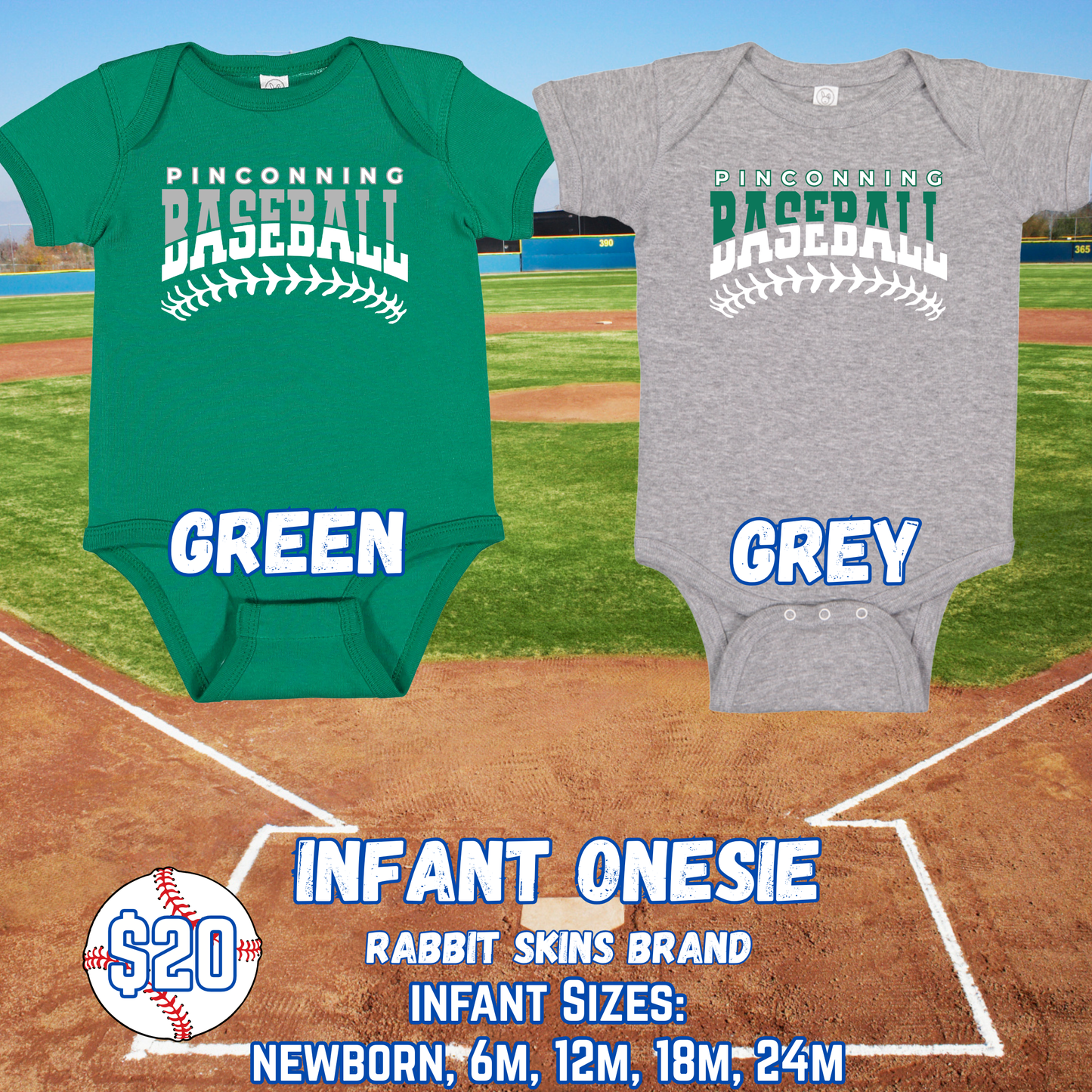 PINCONNING BASEBALL INFANT Onesie Design 1