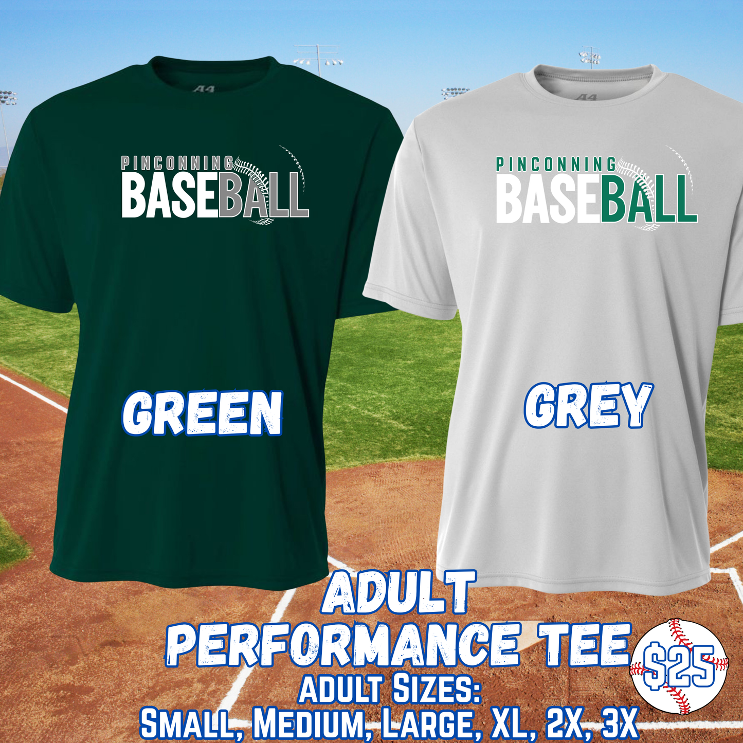 PINCONNING BASEBALL ADULT Short Sleeve Performance Tee Design 2