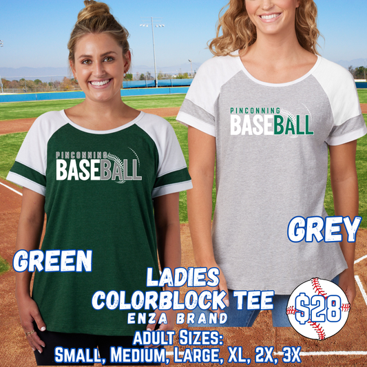 PINCONNING BASEBALL ADULT Ladies Color Block Short Sleeve Tee Design 2