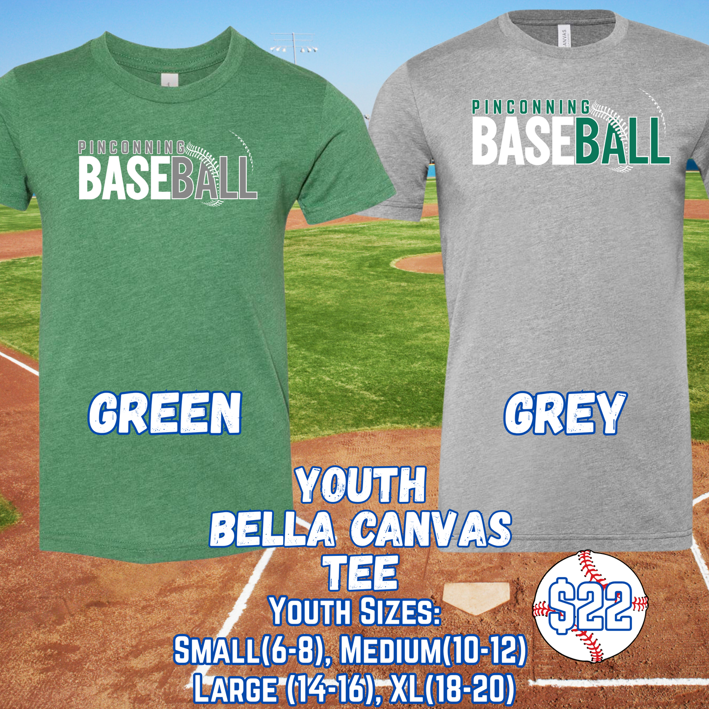 PINCONNING BASEBALL YOUTH Short Sleeve Tee Design 2