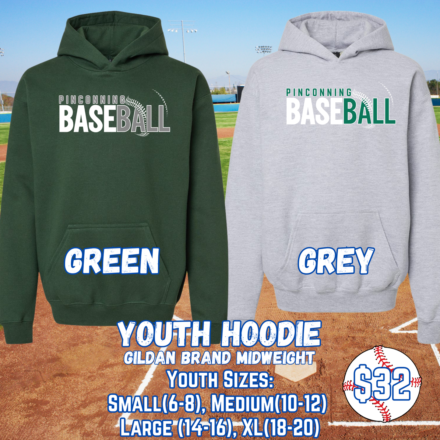 PINCONNING BASEBALL YOUTH Hoodie (Gildan) Design 2