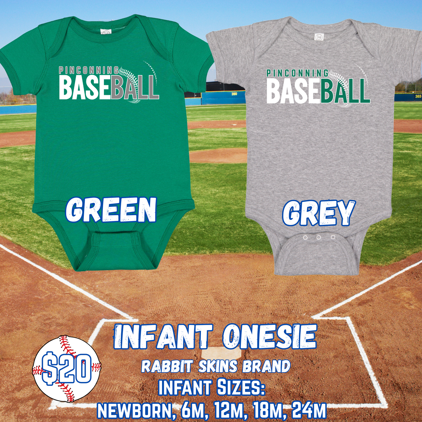 PINCONNING BASEBALL INFANT Onesie Design 2