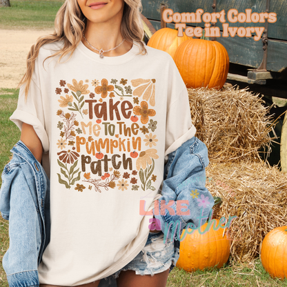 Fall Floral Take Me to the Pumpkin Patch Tee & Crewneck