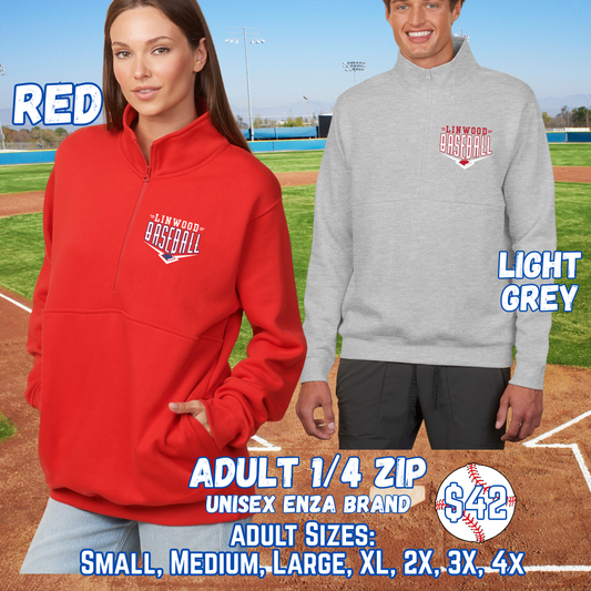 LINWOOD BASEBALL ADULT 1/4 Zip Crewneck