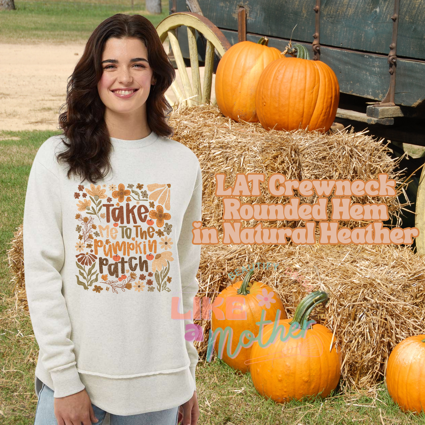 Fall Floral Take Me to the Pumpkin Patch Tee & Crewneck