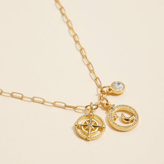 Celestial Moon and Star Necklace | 18K Gold Dipped Finish: Gold