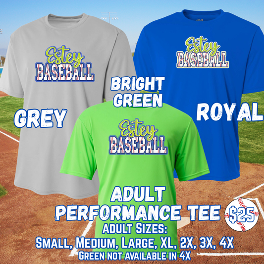 ESTEY BASEBALL ADULT Short Sleeve Performance Tee