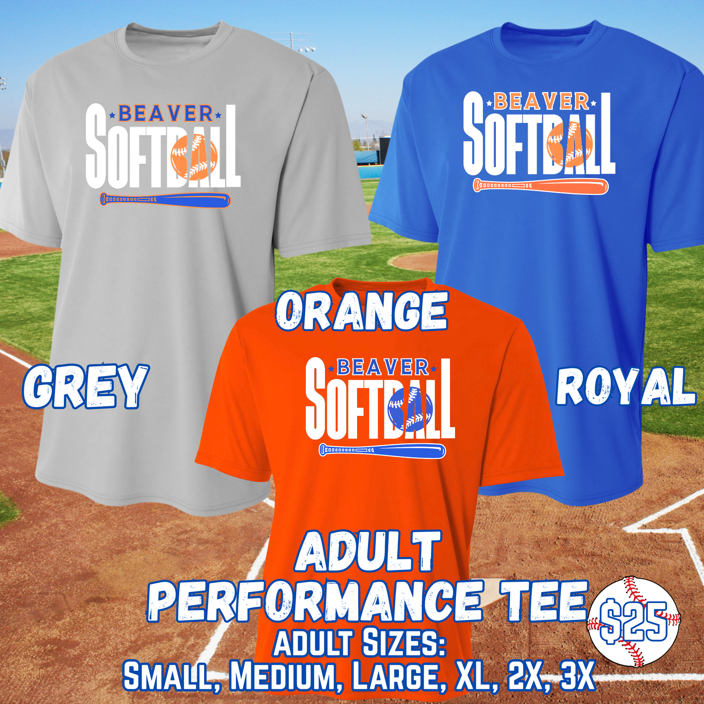 BEAVER SOFTBALL ADULT Short Sleeve Performance Tee