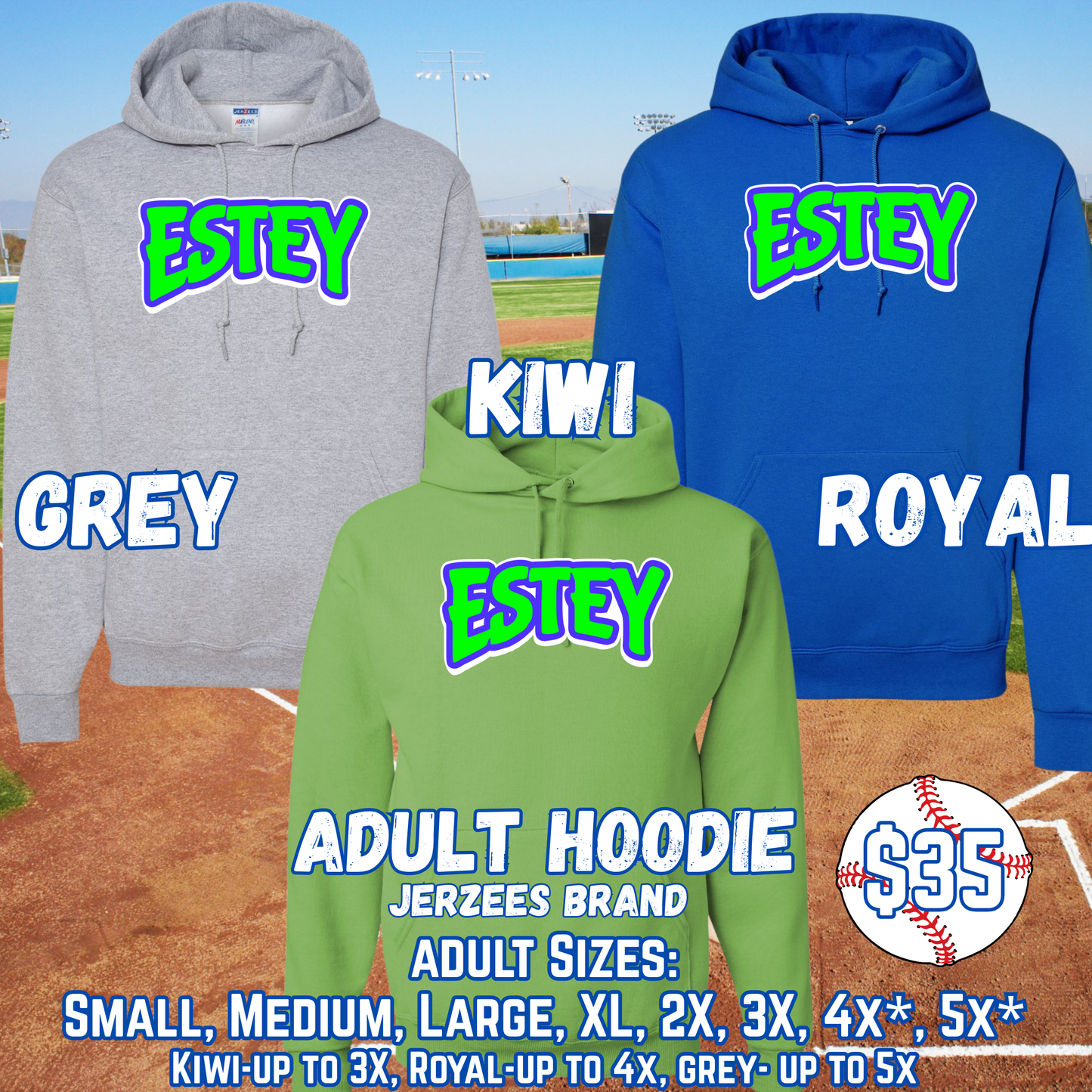 ESTEY GENERIC ADULT Hooded Sweatshirt (JERZEES)