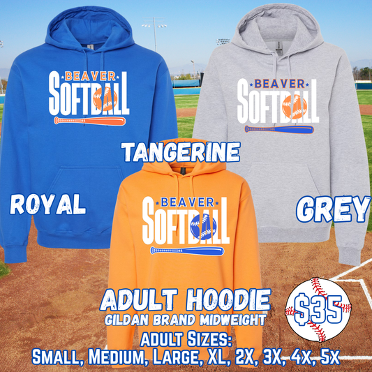 BEAVER SOFTBALL ADULT Hooded Sweatshirt (GILDAN)