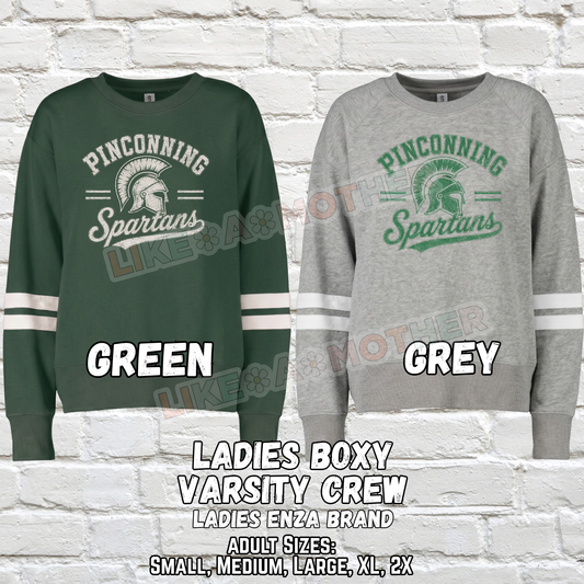PINCONNING SPARTANS Ladies Boxy Varsity Crew (Vintage Design)
