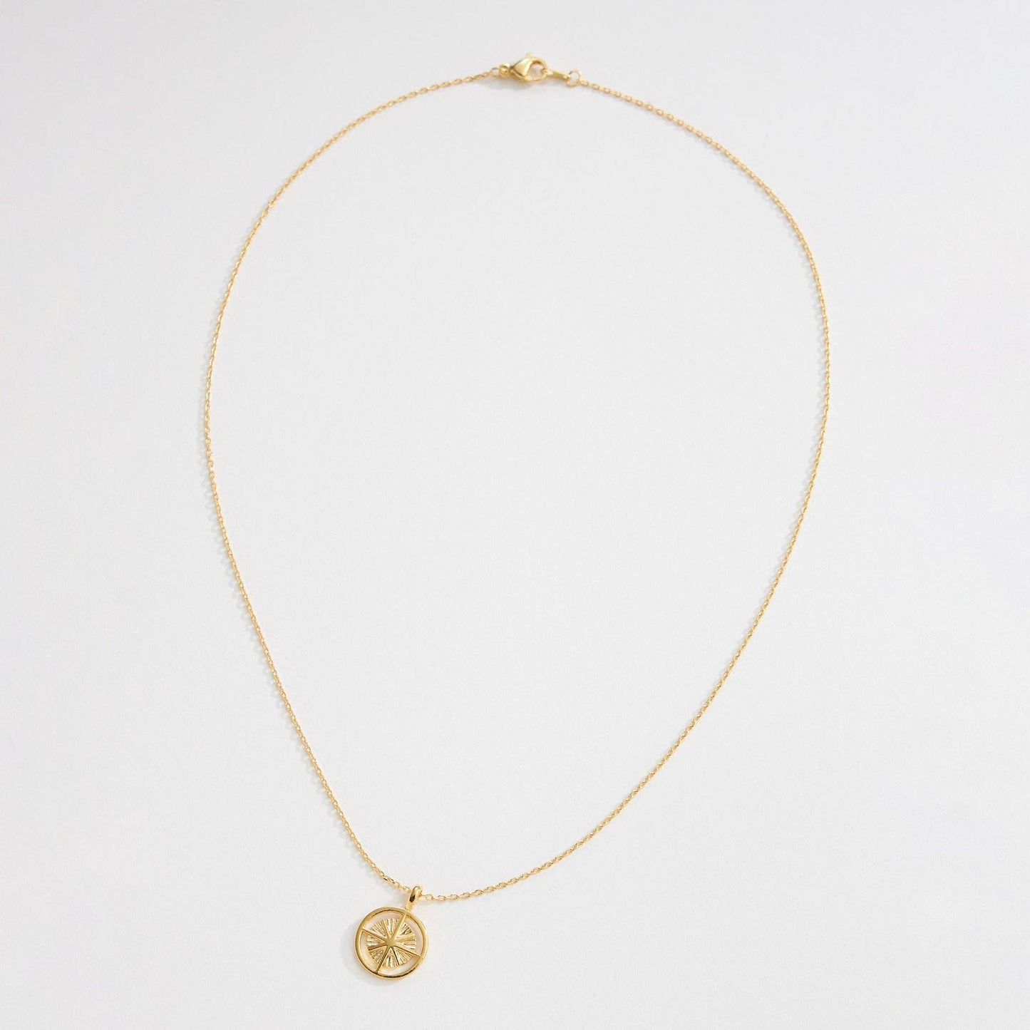 Gold Dipped Sunburst Medallion Necklace: Gold