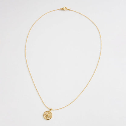 Gold Dipped Sunburst Medallion Necklace: Gold