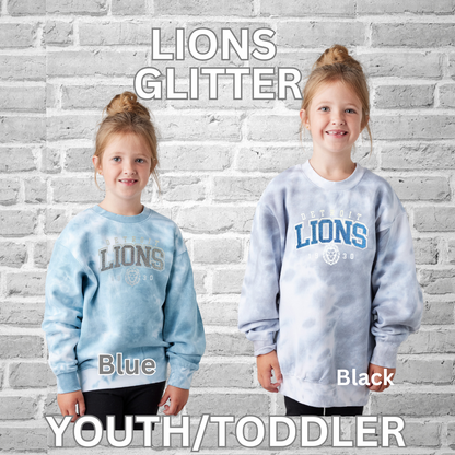 Lions Youth Premium Tie Dye Sweatshirt Tee (Glitter & Non Glitter)