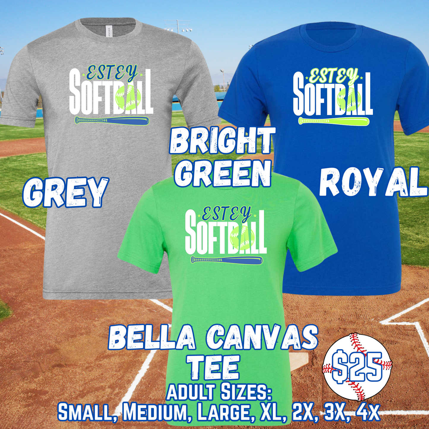 ESTEY SOFTBALL ADULT Short Sleeve Tee