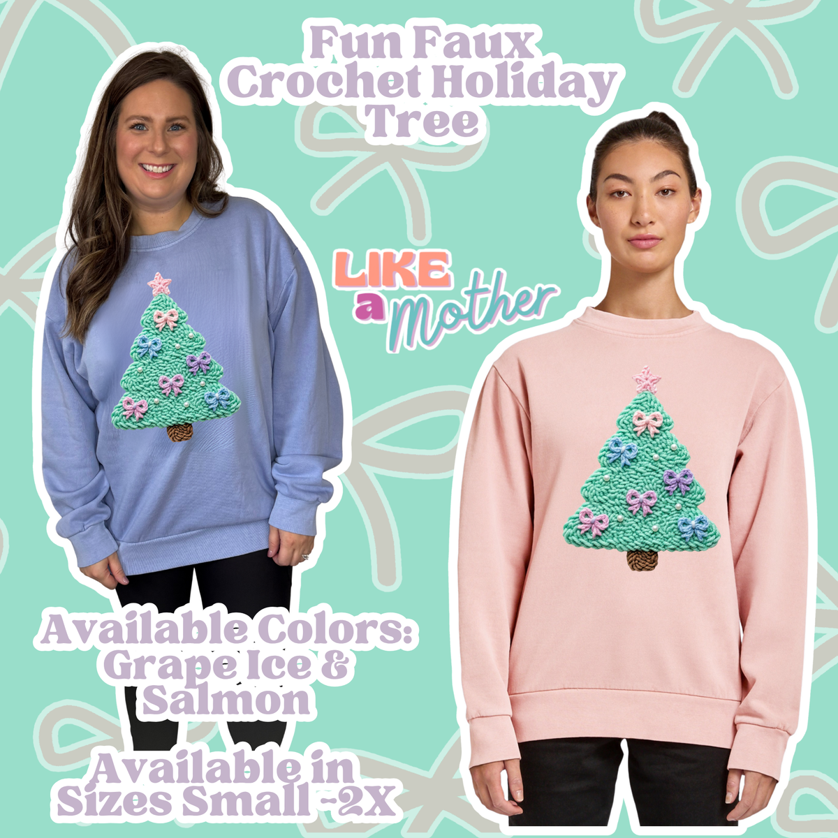 Faux Crochet Colorful Christmas Tree Crewneck